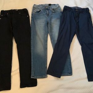 2 Pair Navy Cotton Pants 1 Pair Jeans Size 7-8 years/8